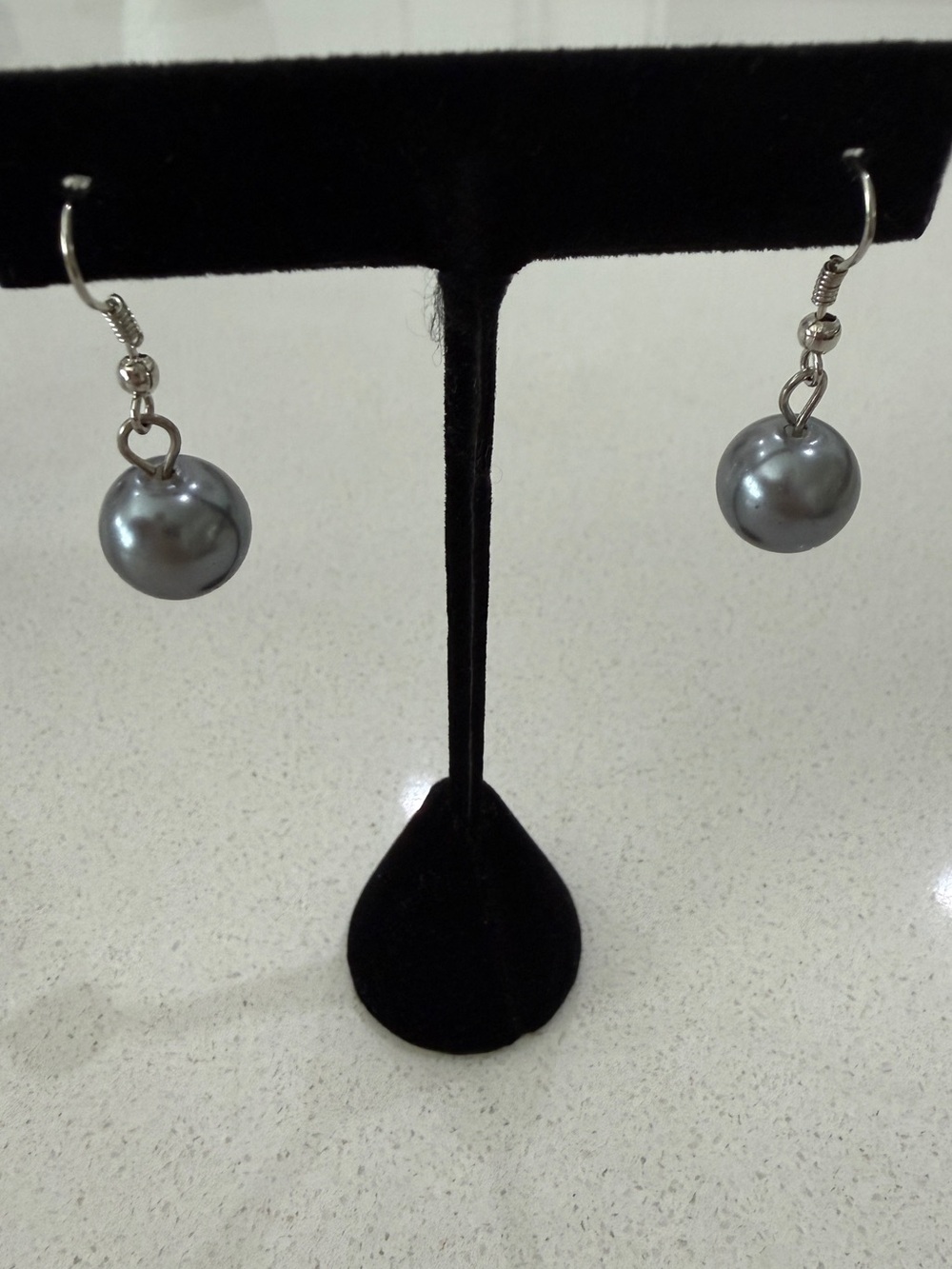 Silver Grey Pearl Drop Earrings - Women Jewelry